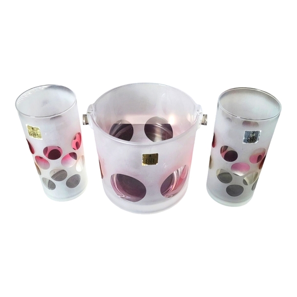 Birks Frosted Highball Glasses and Ice Bucket - Picture 3 of 9